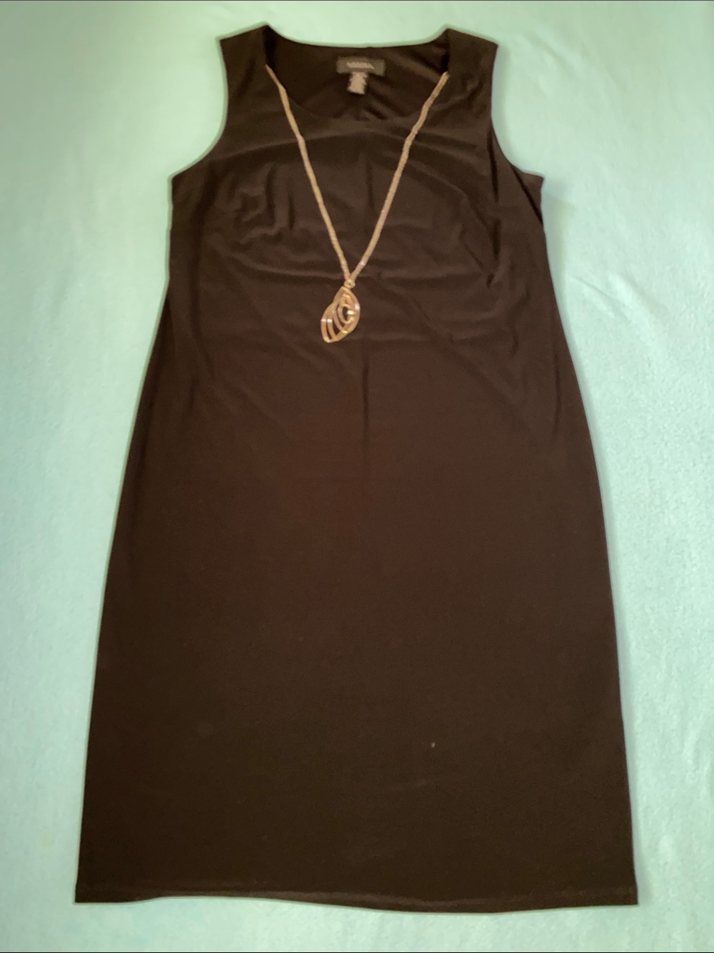 R&M RICHARDS sequined duster black tank dress attached necklace 2 piece size 8 - Picture 6 of 16